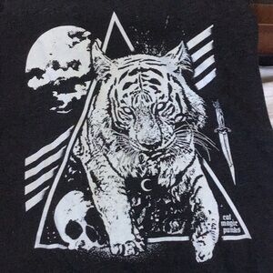 Bella+Canvas, Black, Muscle Tank with Tiger Graphic, cat magic punks, size M